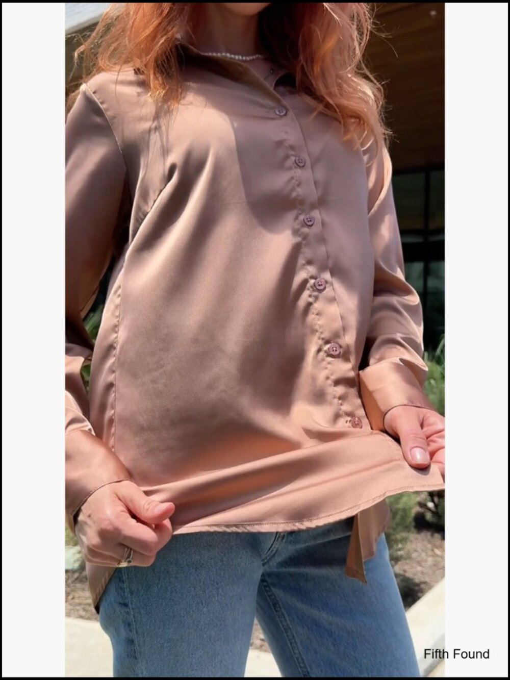 Satin Button Down Shirt Long Sleeve Business Casual Blouse Tops Work - Picture 6 of 6